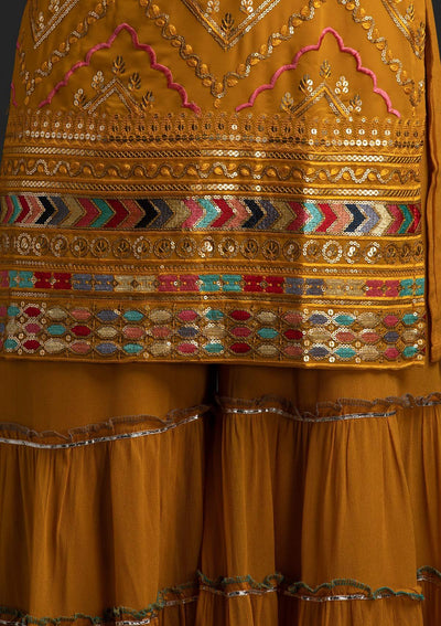 Mustard Sequins Georgette Designer Salwar-Suit - koskii