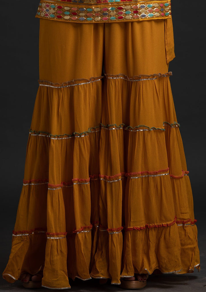 Mustard Sequins Georgette Designer Salwar-Suit - koskii