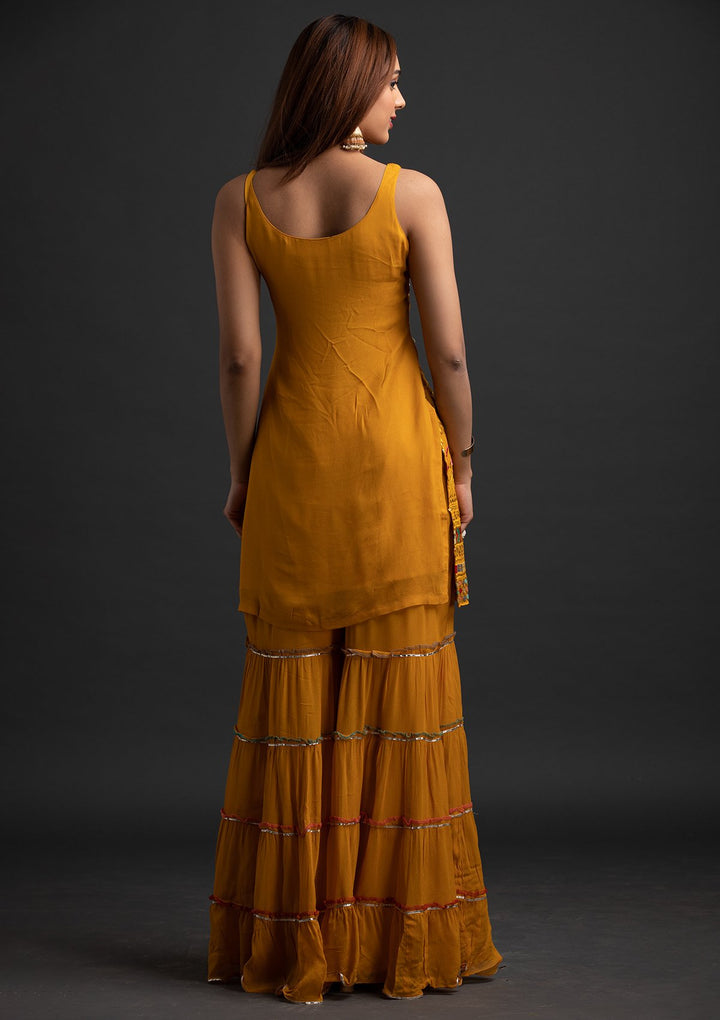 Mustard Sequins Georgette Designer Salwar-Suit - koskii