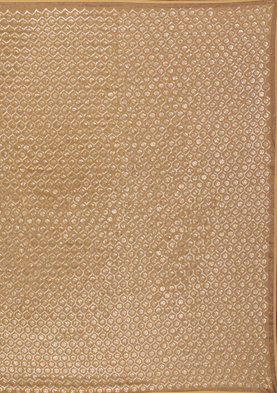Mustard Sequins Georgette Unstitched Saree-Koskii