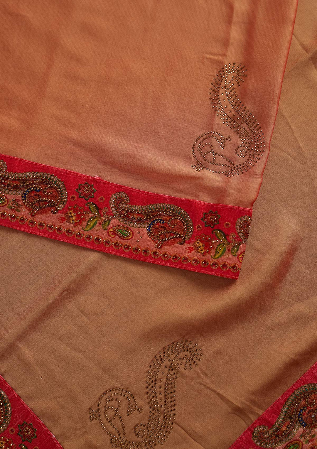 Mustard Swarovski Semi Crepe Designer Saree - koskii