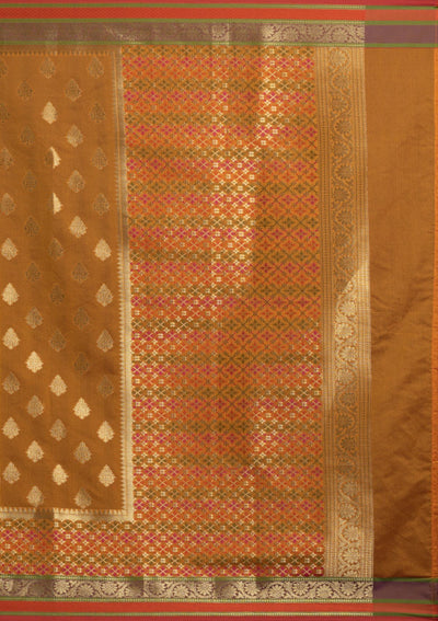 Mustard Zariwork Art Silk Designer Saree - koskii