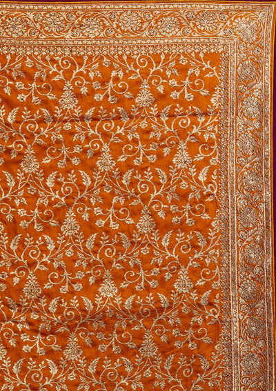 Mustard Zariwork Art Silk Designer Saree - koskii