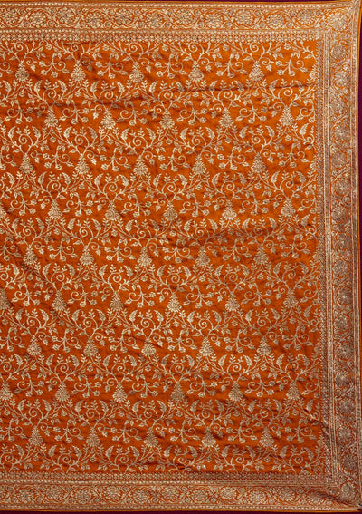 Mustard Zariwork Art Silk Designer Saree - koskii