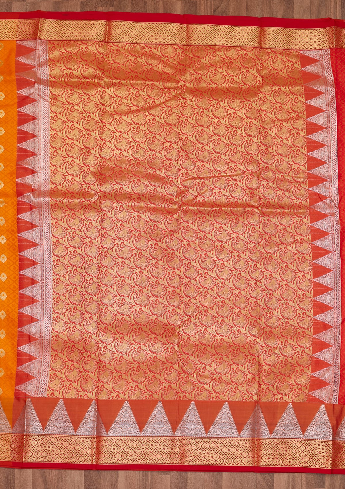 Mustard Zariwork Art Silk Designer Saree - Koskii