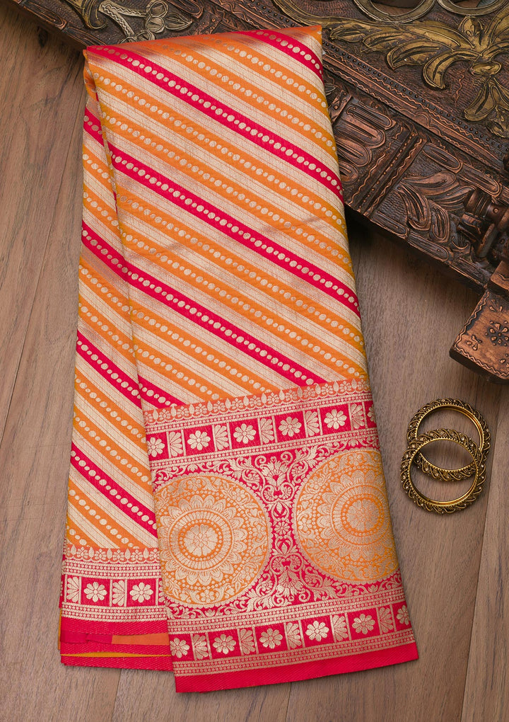 Mustard Zariwork Art Silk Saree-Koskii