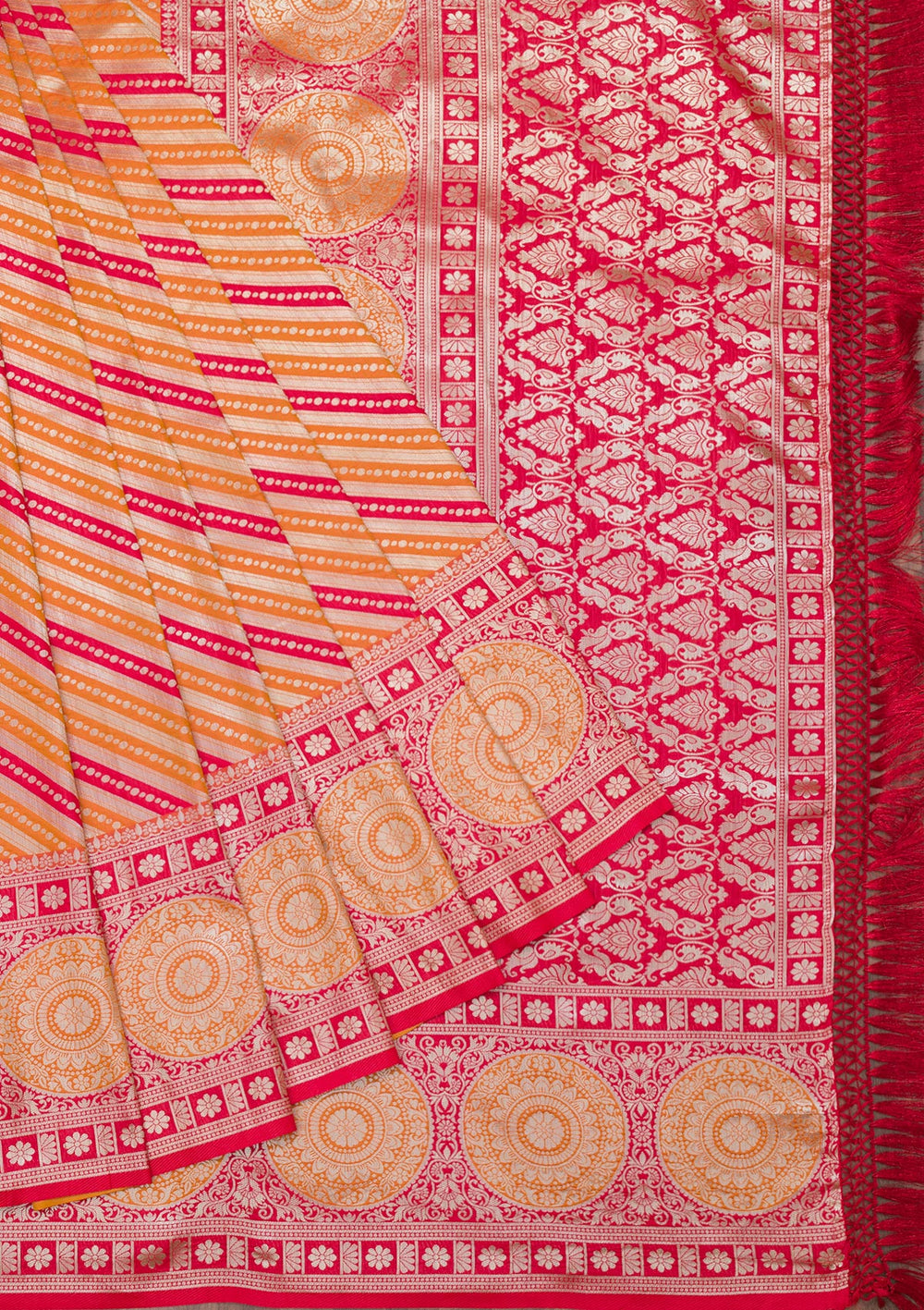 Mustard Zariwork Art Silk Saree-Koskii