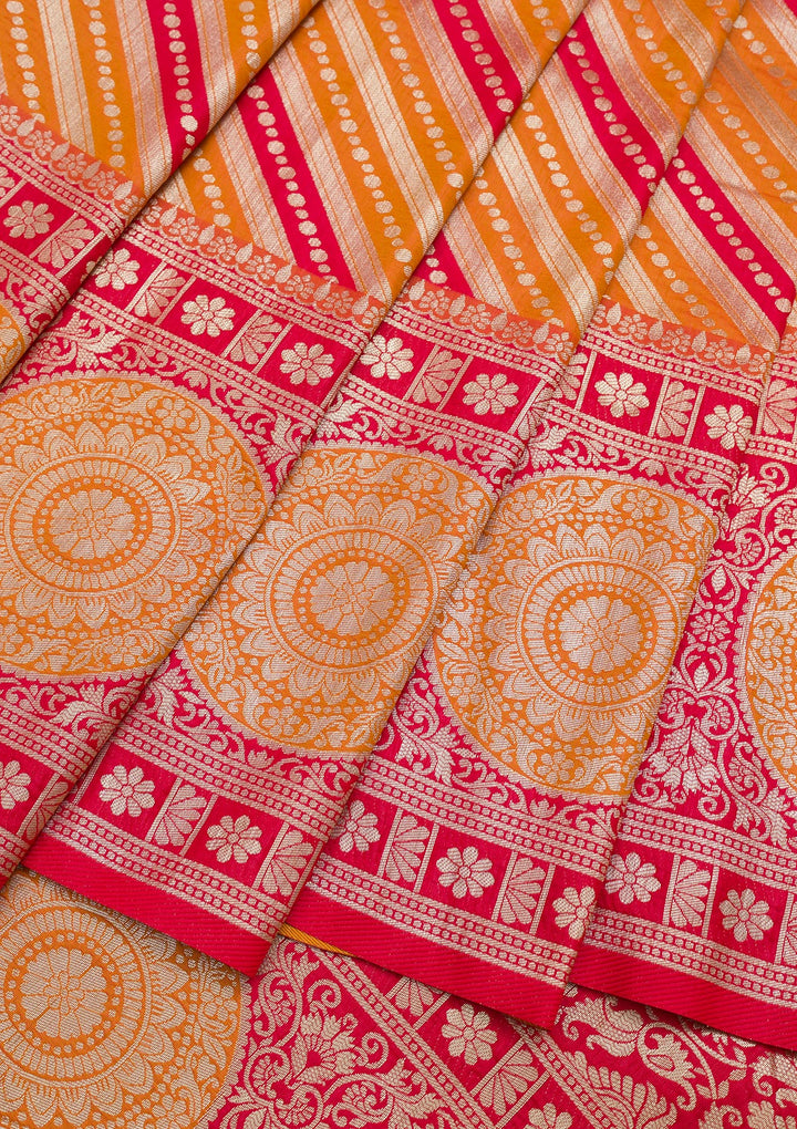 Mustard Zariwork Art Silk Saree-Koskii