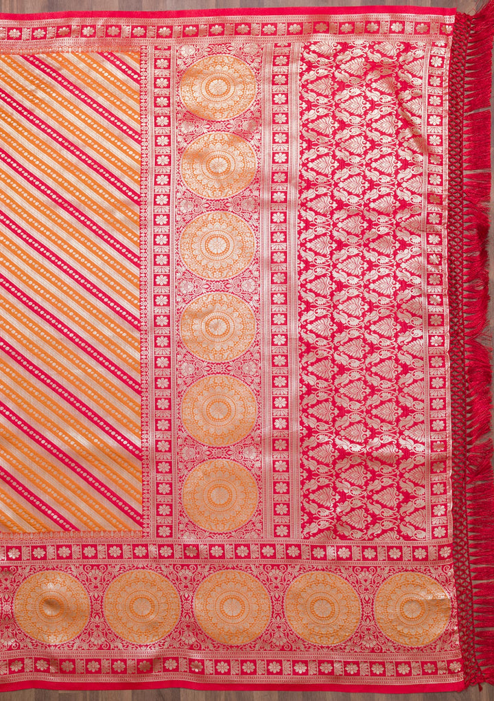 Mustard Zariwork Art Silk Saree-Koskii