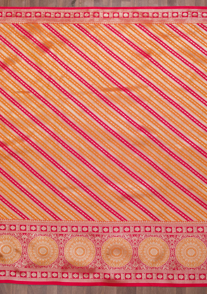 Mustard Zariwork Art Silk Saree-Koskii