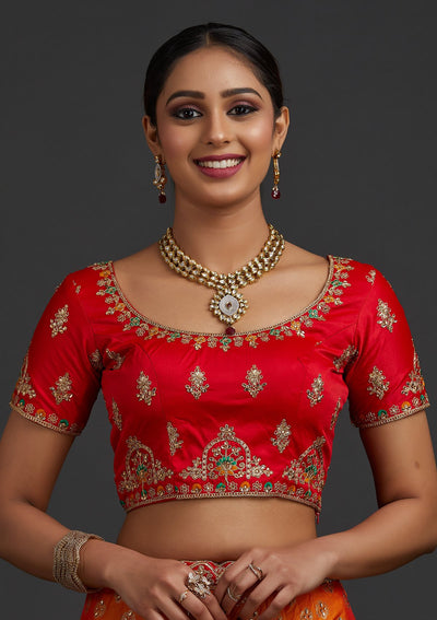 Mustard Zariwork Banarasi Designer Semi-Stitched Lehenga - koskii
