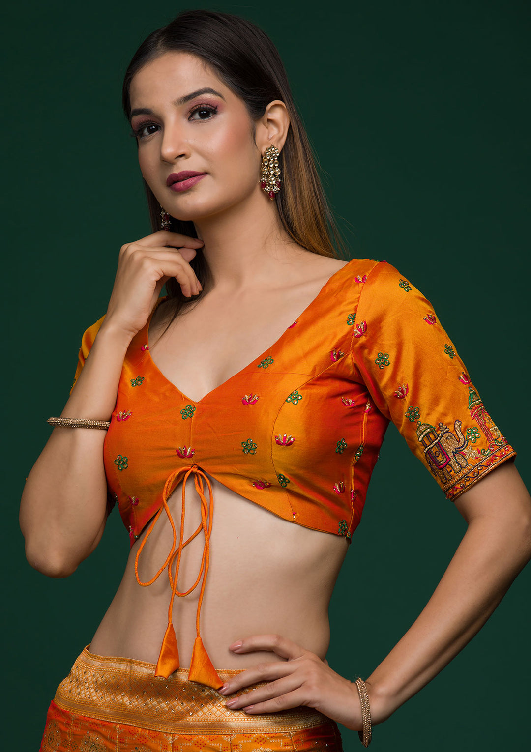Mustard Zariwork Banarasi Lehenga-Koskii