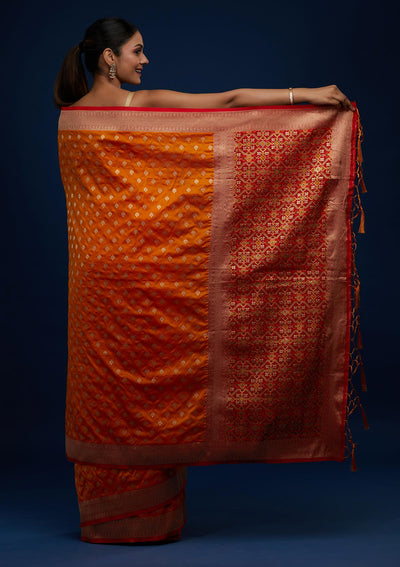 Mustard Zariwork Banarasi Designer Saree - Koskii