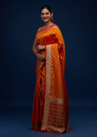 Mustard Zariwork Banarasi Designer Saree - Koskii