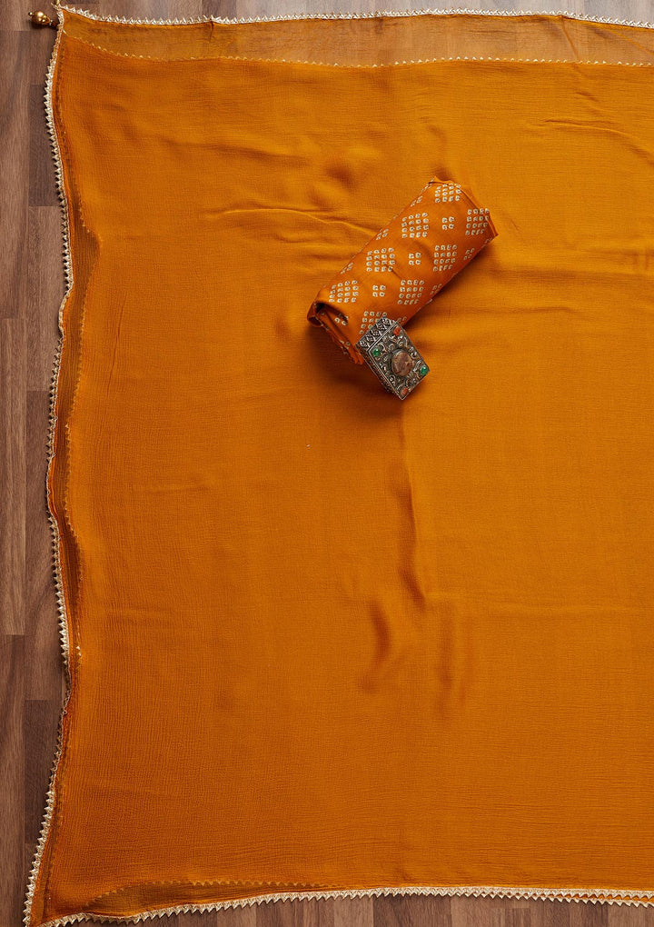 Mustard Zariwork Chanderi Unstitched Salwar Suit - Koskii