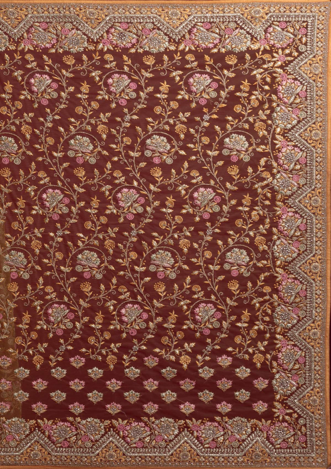Mustard Zariwork Net Designer Saree - koskii