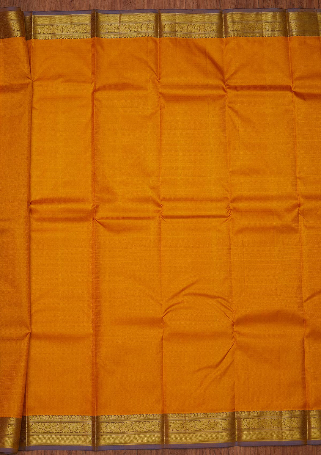 Mustard Zariwork Pure Silk Designer Unstitched Saree - Koskii
