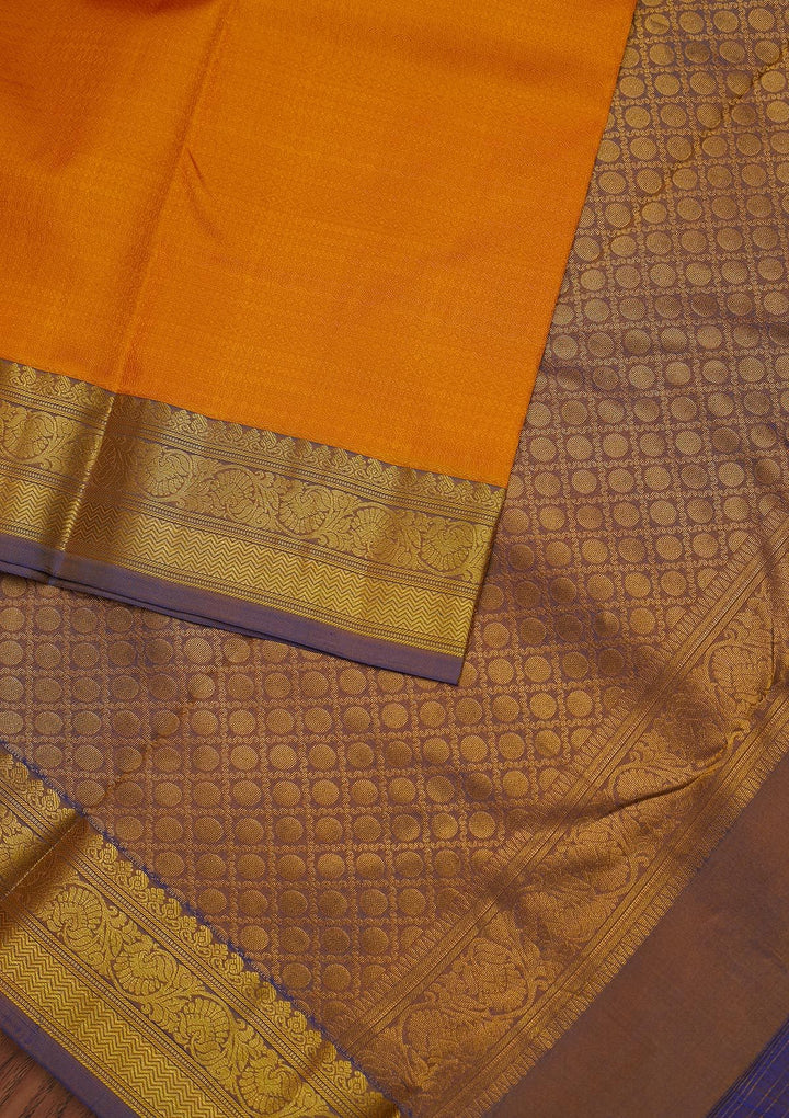 Mustard Zariwork Pure Silk Designer Unstitched Saree - Koskii