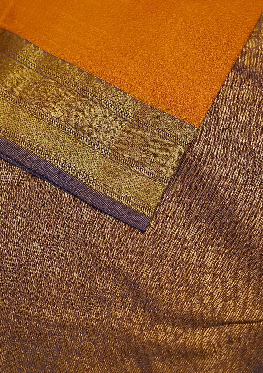 Mustard Zariwork Pure Silk Designer Unstitched Saree - Koskii