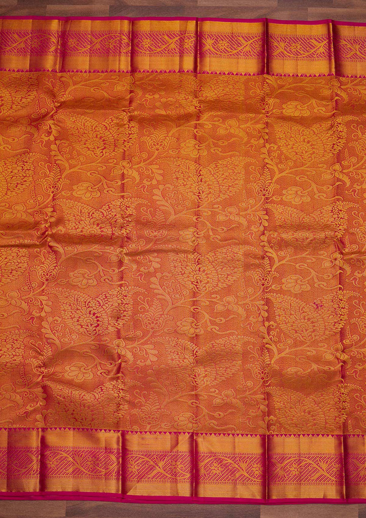 Mustard Zariwork Pure Silk Designer Saree - Koskii
