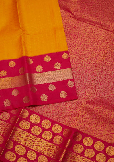 Mustard Zariwork Pure Silk Saree - Koskii