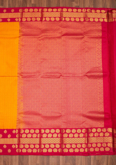 Mustard Zariwork Pure Silk Saree - Koskii