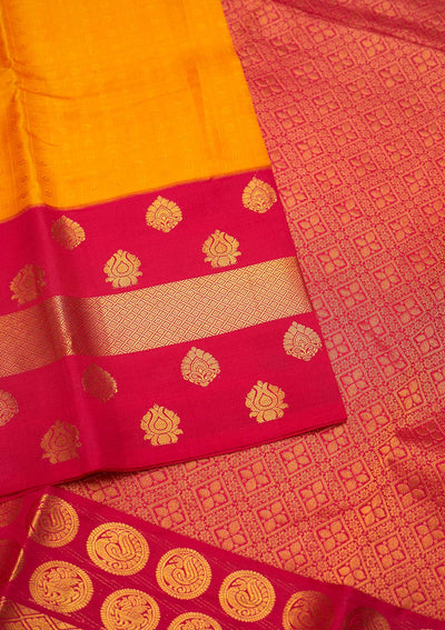 Mustard Zariwork Pure Silk Saree - Koskii
