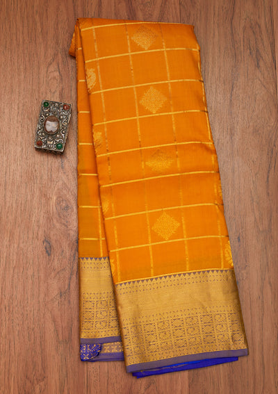 Mustard Zariwork Pure Silk Saree- Koskii