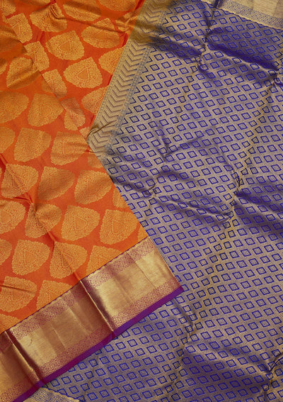 Orange Zariwork Pure Silk Saree-Koskii