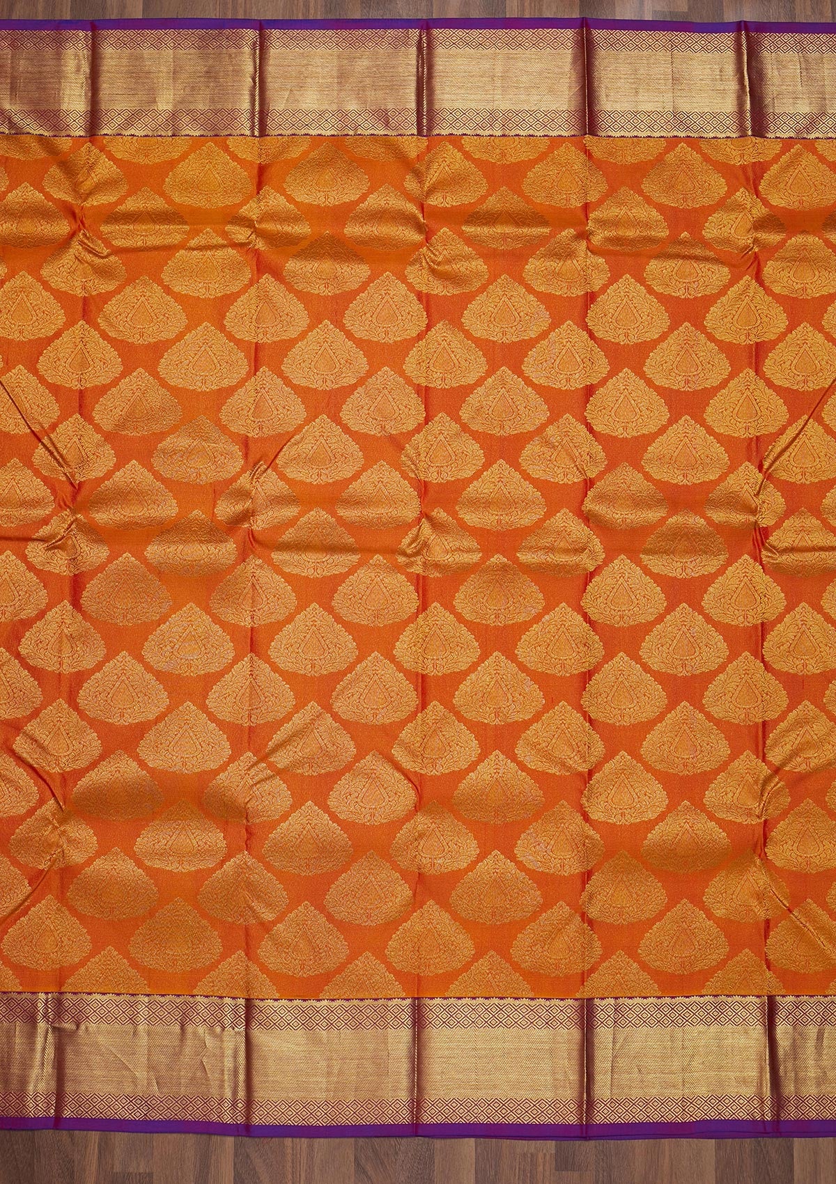Orange Zariwork Pure Silk Saree-Koskii