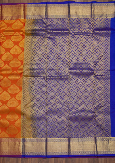 Orange Zariwork Pure Silk Saree-Koskii
