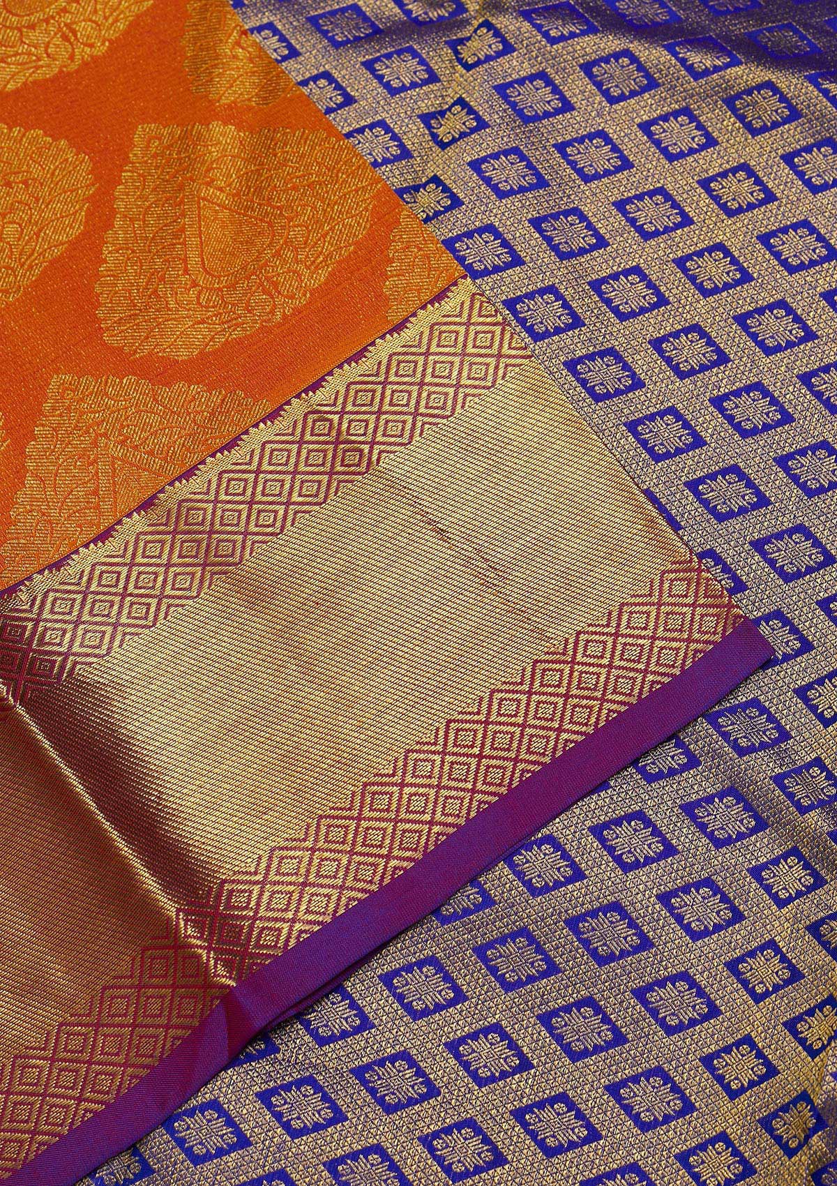 Orange Zariwork Pure Silk Saree-Koskii