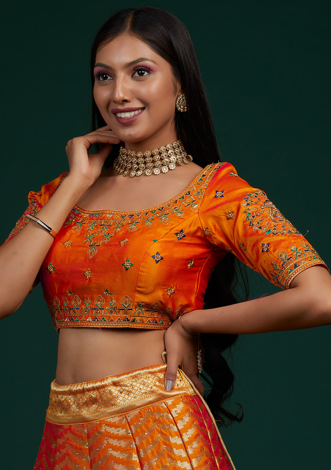 Mustard Zariwork Raw Silk Designer Lehenga-Koskii
