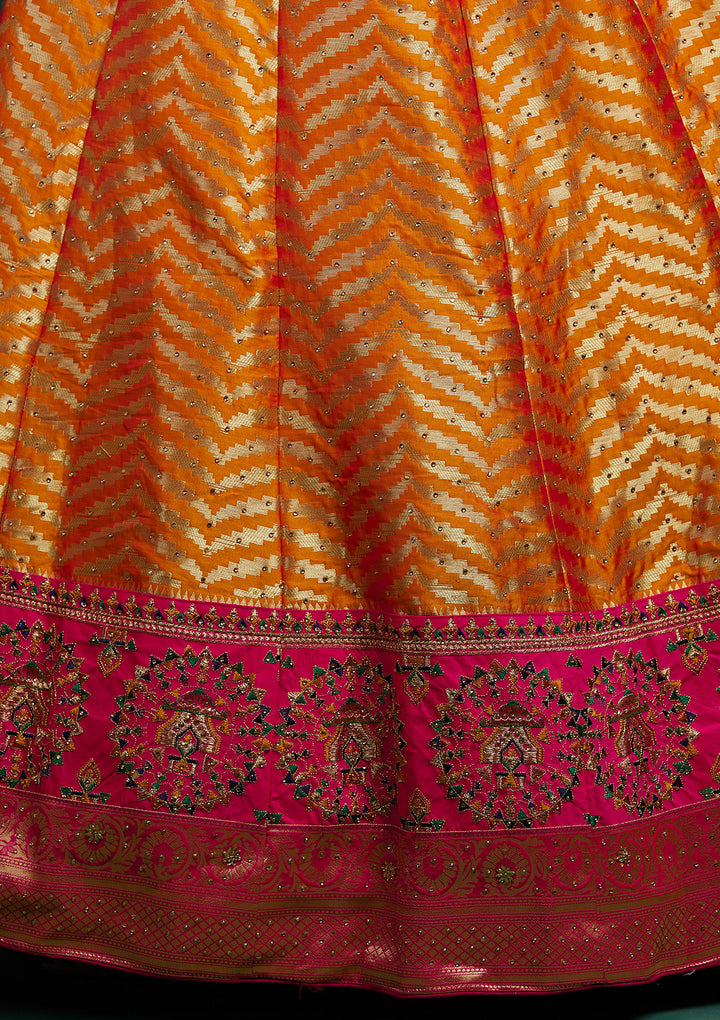 Mustard Zariwork Raw Silk Designer Lehenga-Koskii