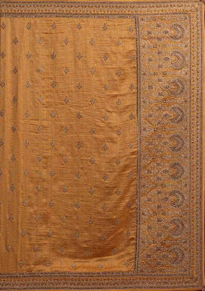 Mustard Zariwork Raw Silk Designer Saree - koskii