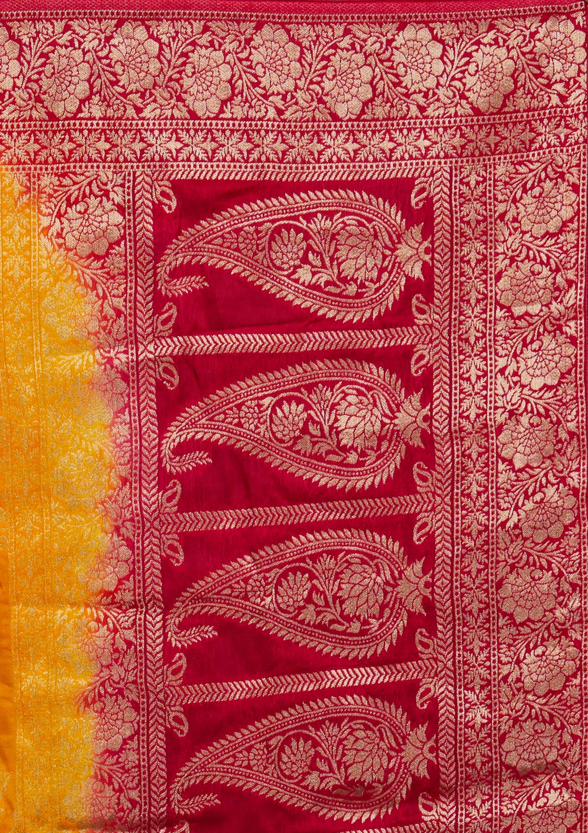Mustard Zariwork Raw Silk Designer Saree - Koskii