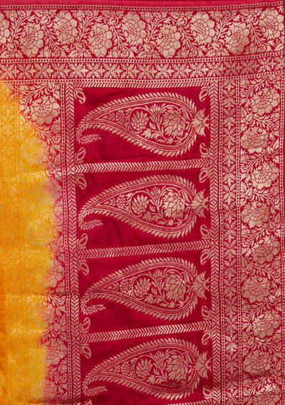 Mustard Zariwork Raw Silk Designer Saree - Koskii