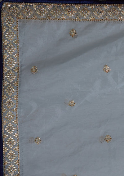 Navy Blue Gotapatti Raw Silk Designer Lehenga - Koskii