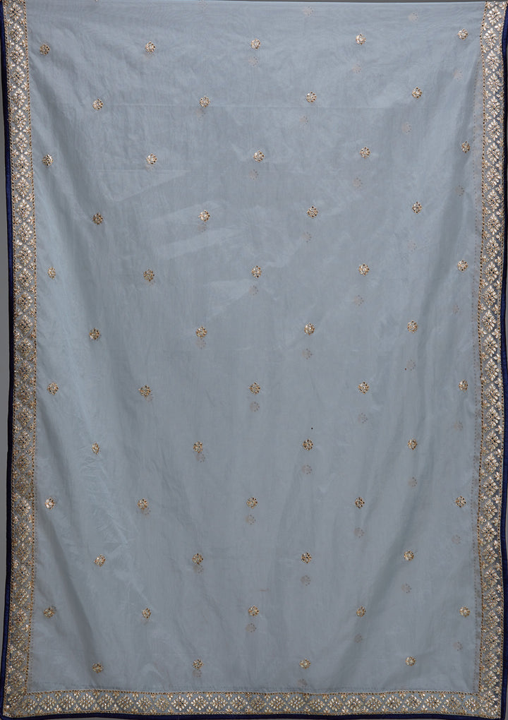 Navy Blue Gotapatti Raw Silk Designer Lehenga - Koskii