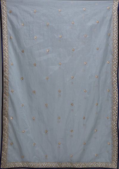 Navy Blue Gotapatti Raw Silk Designer Lehenga - Koskii