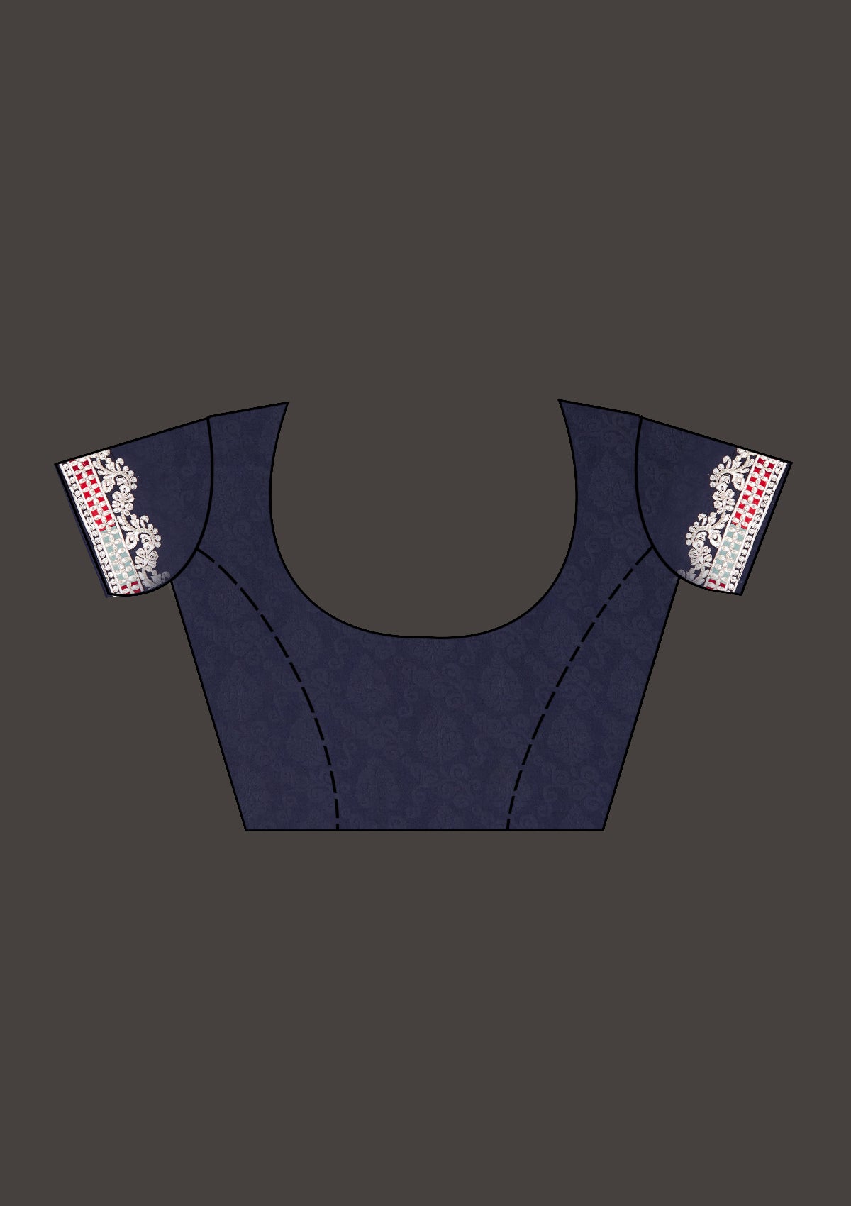 Navy Blue Gotapatti Semi Crepe Saree - Koskii
