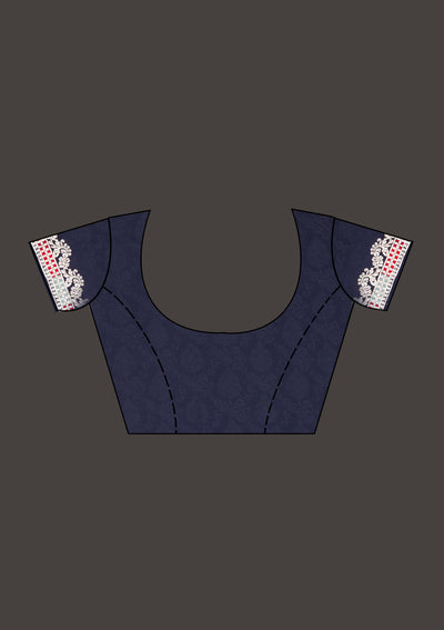 Navy Blue Gotapatti Semi Crepe Saree - Koskii
