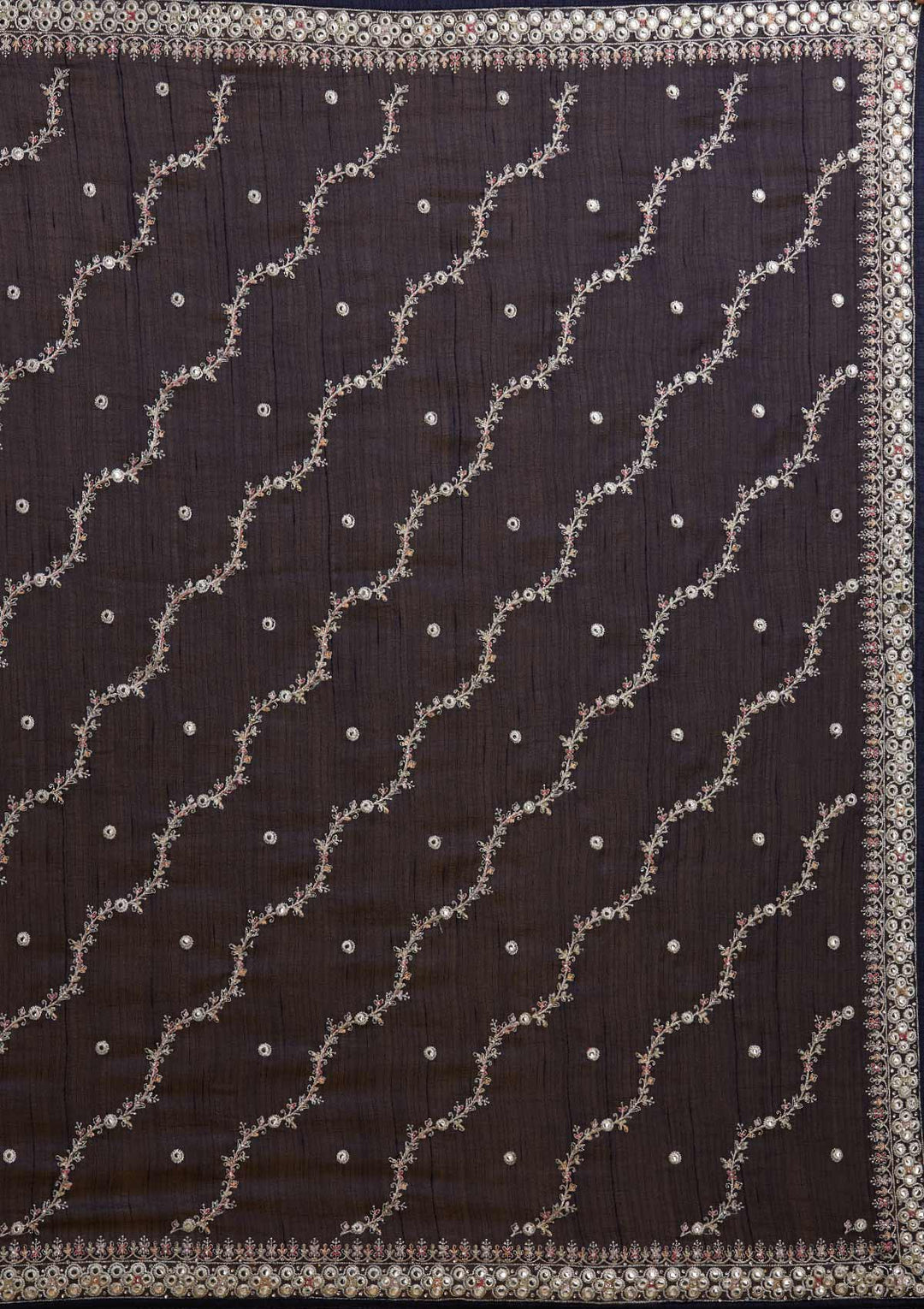 Navy Blue Silver Zariwork Raw Silk Designer Saree - Koskii