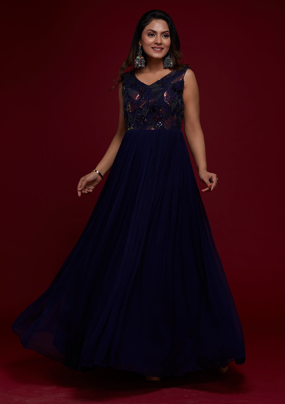 RF - Blue color Georgette Gown Dress. - New In - Indian