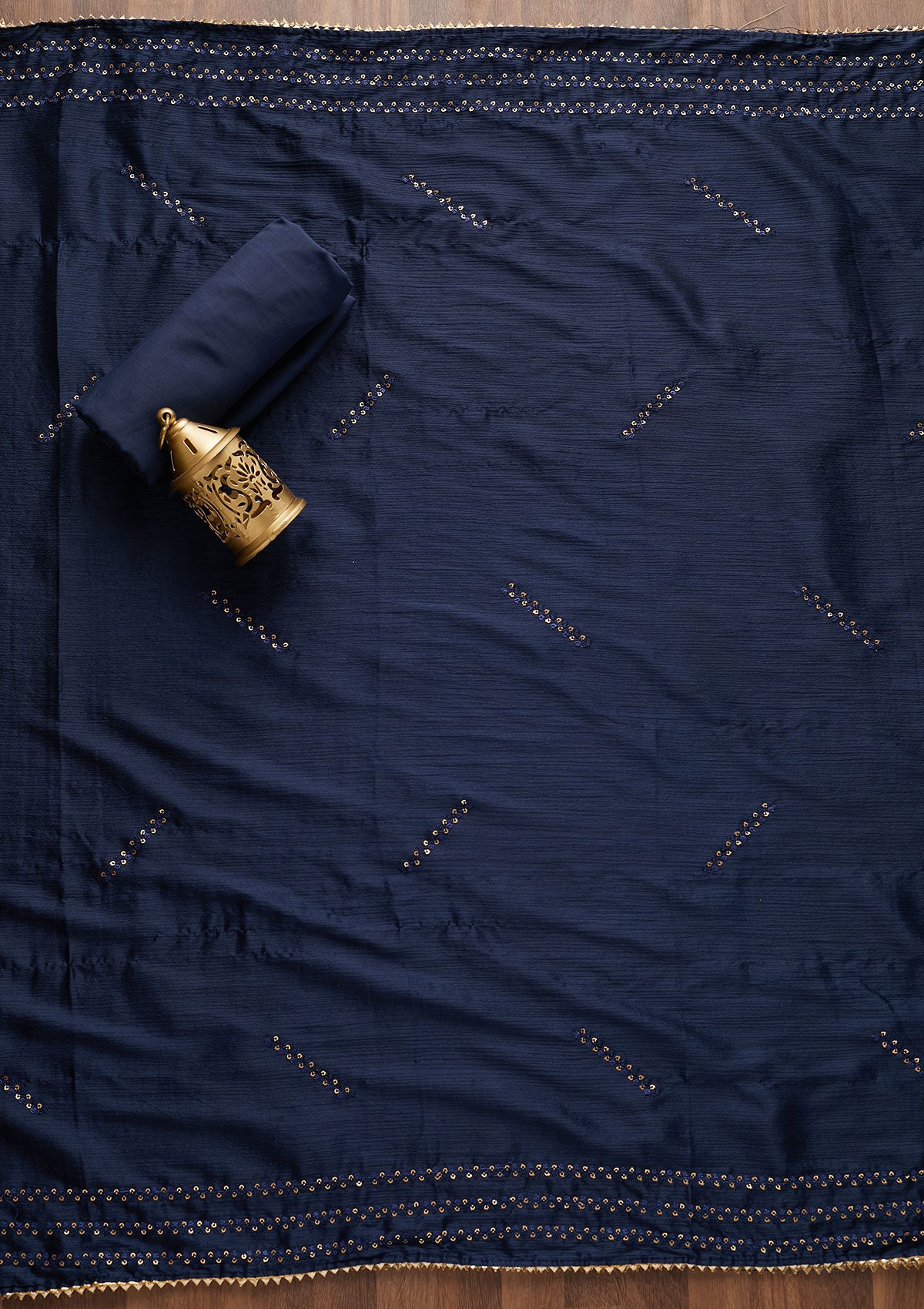 Navy Blue Sequins Georgette Designer Semi-Stitched Salwar Suit - Koskii