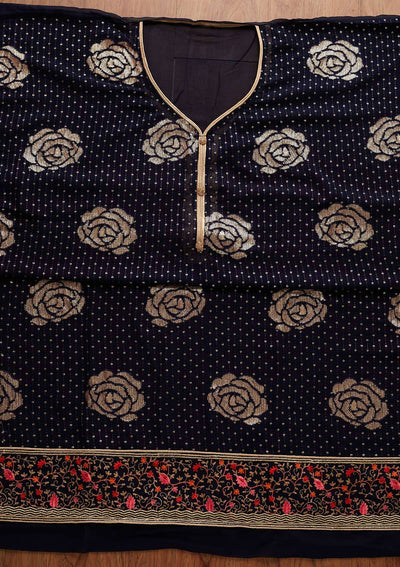Navy Blue Sequins Georgette Designer Semi-Stitched Salwar Suit - Koskii