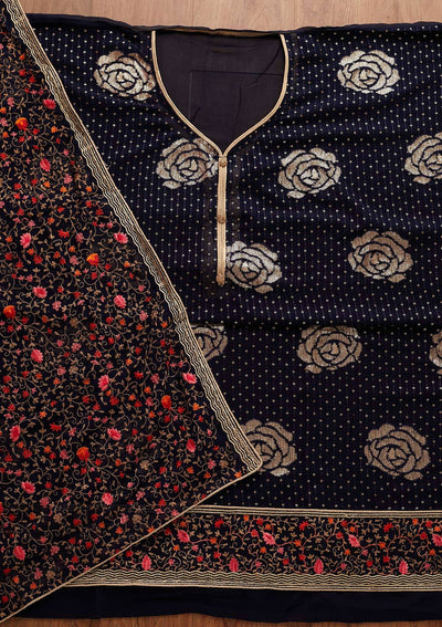 Navy Blue Sequins Georgette Designer Semi-Stitched Salwar Suit - Koskii