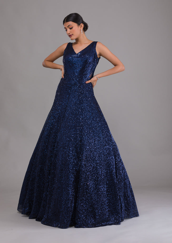 Buy Maroon & Navy Blue Designer Kids Gown – Mumkins