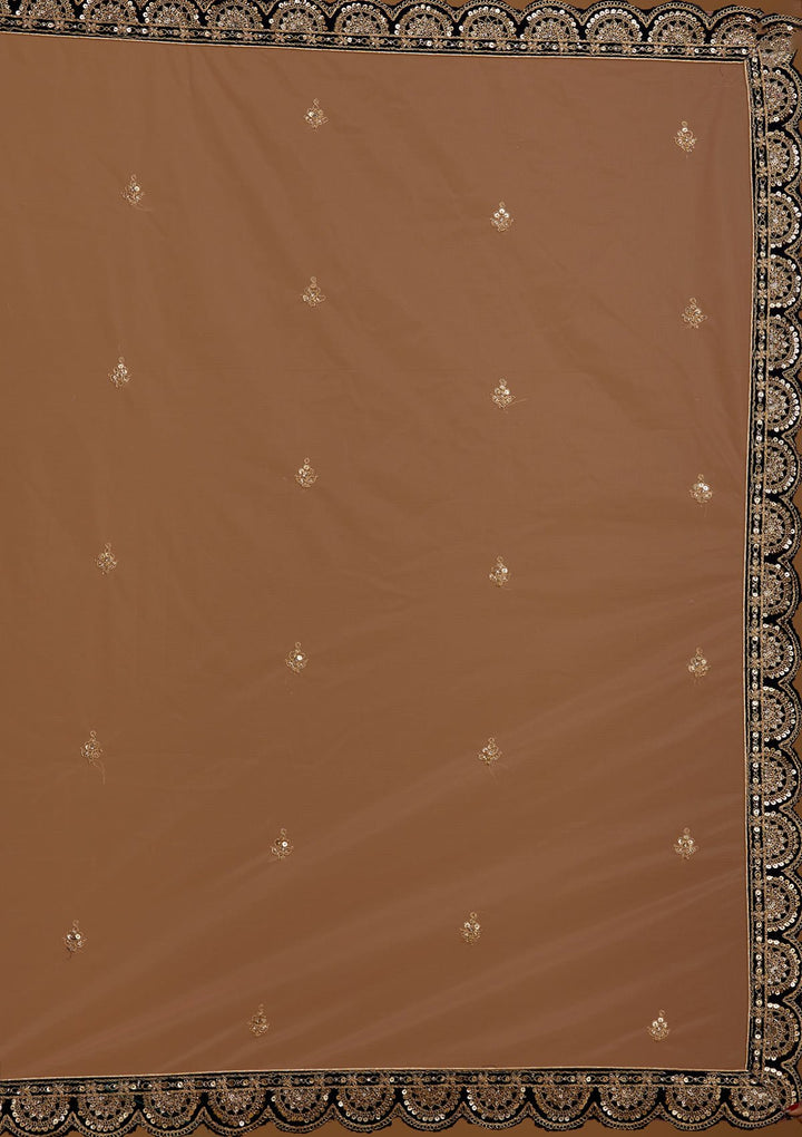 Navy Blue Sequins Velvet Designer Semi-Stitched Lehenga - koskii