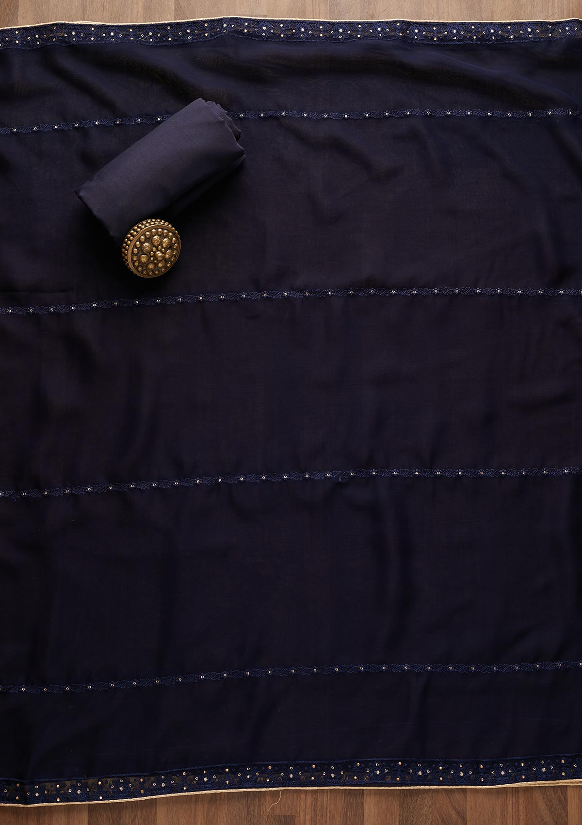 Navy Blue Stonework Georgette  Unstitched Salwar Suit - Koskii